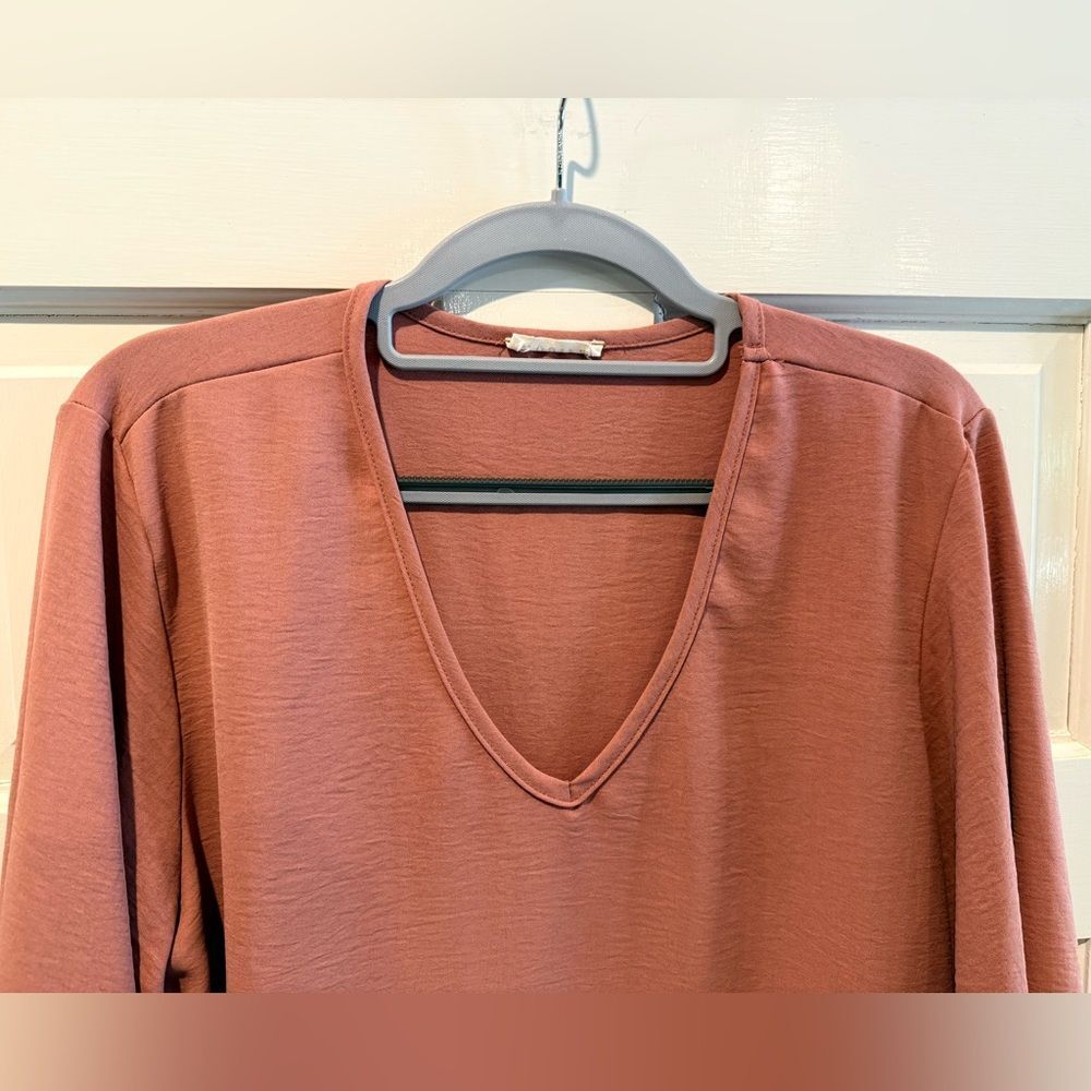 Jodifl Pullover V Neck Career Blouse Long Sleeve Mauve Pink Size Small - Picture 3 of 7